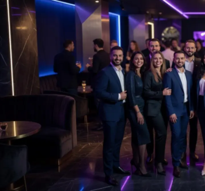 Ink Market Studio rendezvényszervező csapat éjszakai hangulatú budapesti helyszínen