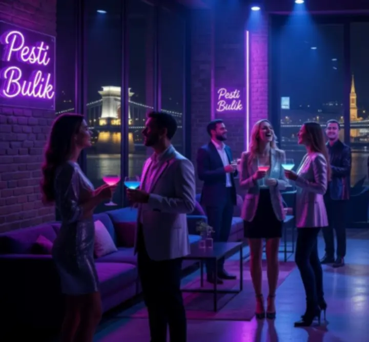 Élő DJ party és éjszakai buli Budapesten neonfényekkel