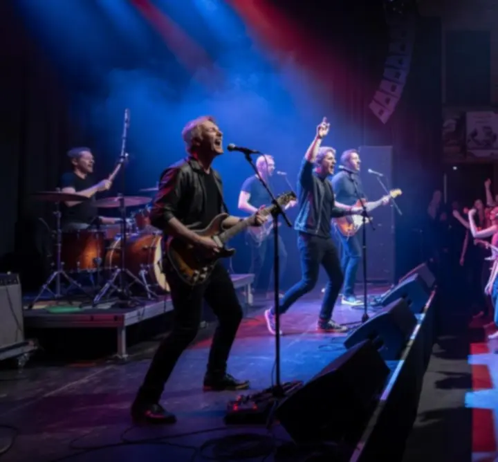 Élő koncert esemény fényekkel és bulizó tömeggel Budapesten