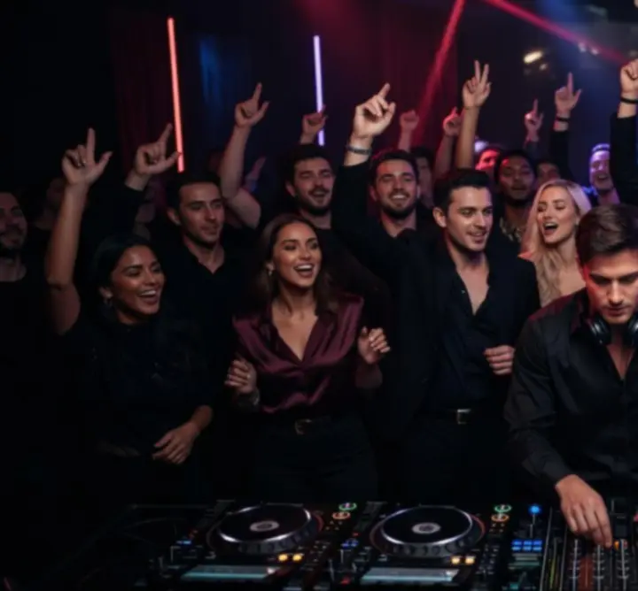 DJ party közönsége budapesti nightlife hangulatban