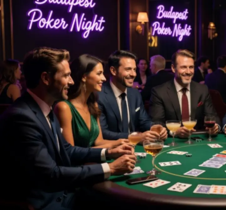 Póker est résztvevői elegáns budapesti helyszínen